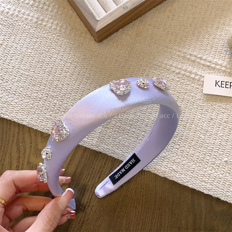 Wholesale Colorful Love Rhinestone Sponge Headband